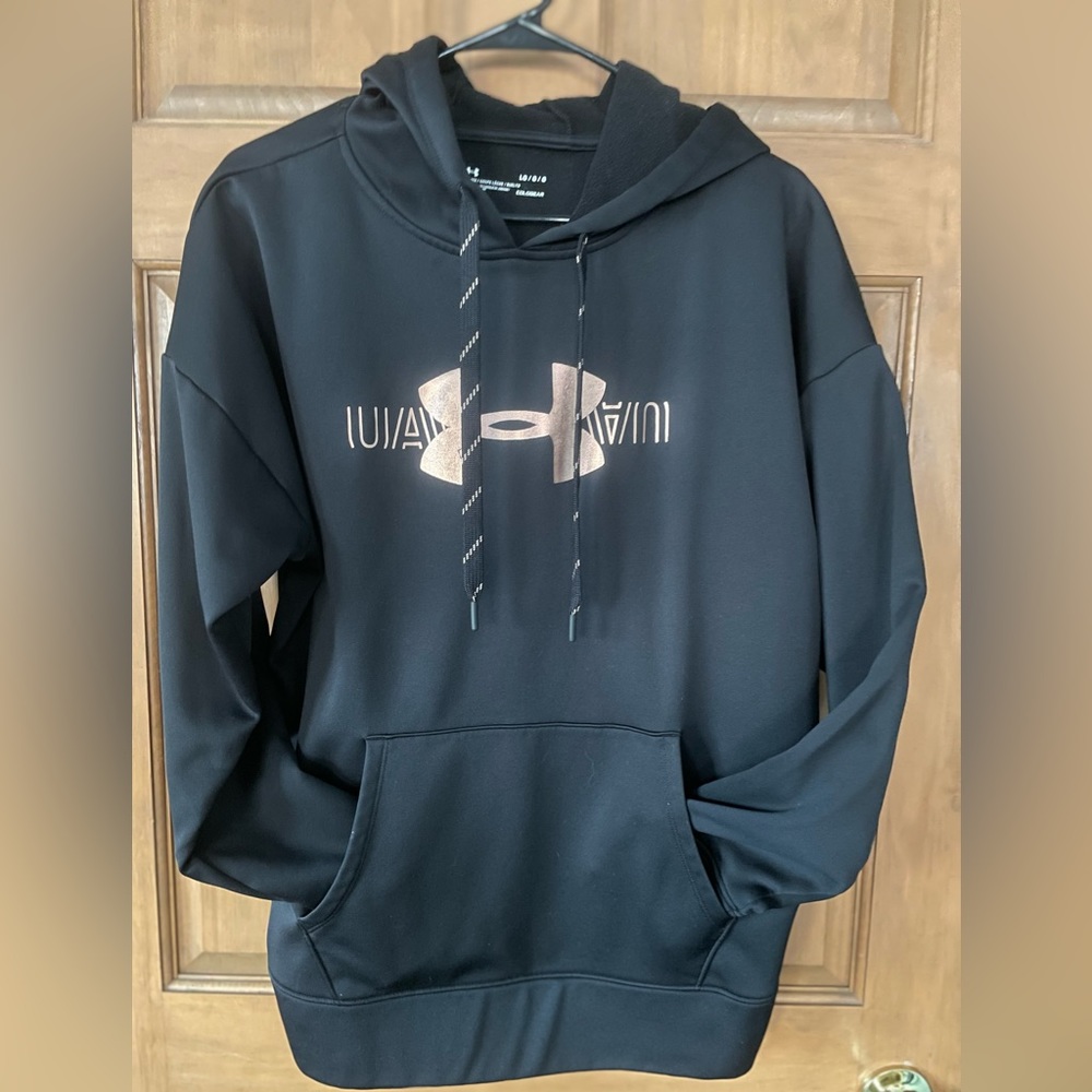 Black Under Armour Cold Gear Women's Sweatshirt With Rose Gold Logo Size Large